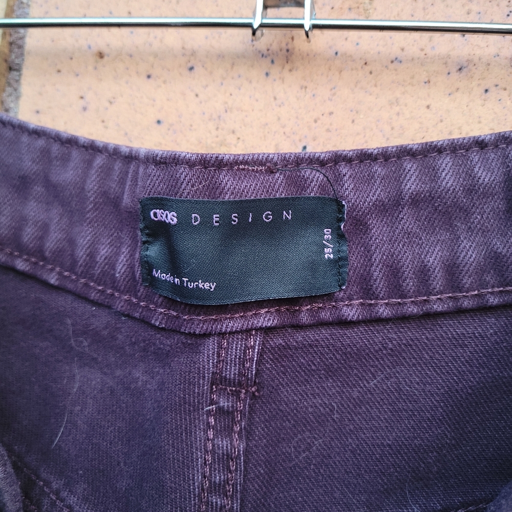 ASOS Design High Rise Relaxed Dad Jeans in Plum (Size 25) - Picture 3 of 5